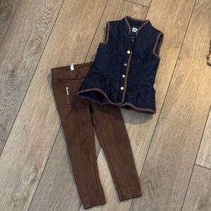 Janie & Jack Navy Vest & Suede Leggings